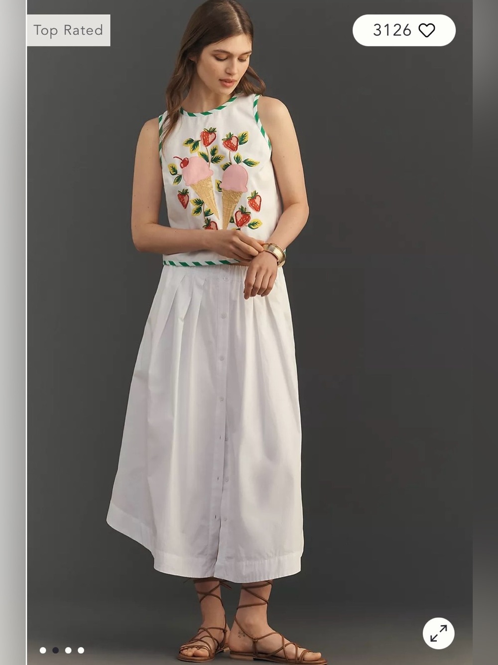 Maeve/Anthropologie Embroidered Shell Tank in White Size S. NWT - Picture 2 of 11